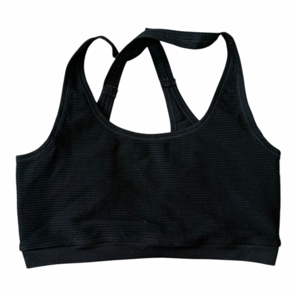 NUX Active Black Ribbed Sports Bra Women’s Size Small Activewear Gym